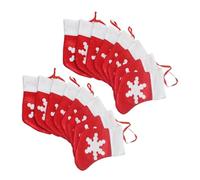 GLEAVI 24pcs Mini Felt Christmas Stockings with Red Snowflake Pattern Candy and Snack Holders Tableware Organizers for Holiday Party Decorations and Christmas Tree Ornaments