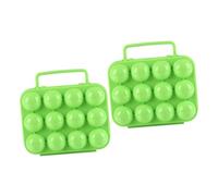 GLEAVI 2pcs 12 Egg Plastic Storage Container Portable Folding Egg Carrier Holder Box for Kitchen Camping or Picnic Breakage-proof Handle and Lock