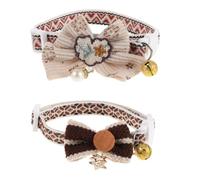 GLEAVI 2pcs Cat Collar with Bell for Kitten and Small Breed Pets, Adjustable Breakaway Design with Removable Bow Tie Pendant, Polyester and Metal Material, for Holiday and Everyday Use