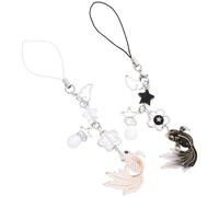 GLEAVI 2pcs Chinese Style Lucky Carp Phone Charm Set Star Beads Decorative Rope Keychain Accessories for Bag and Phone Anti-Lost Strap