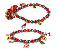 GLEAVI 2pcs Christmas Santa Dog Collar Jingle Bell Pet Necklace Plaid Pattern for Small Dog Holiday Photos Parties Cat Bow Tie Christmas Accessory