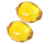 GLEAVI 2pcs Crystal Lemon Ornament Glass Lemon Figurines for Home Kitchen Office Table Centerpiece Spring Seasonal Decor Artificial Fruit Decorations