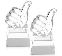 GLEAVI 2pcs Crystal Thumb up Trophies Small Celebration Award Trophies for Party Competition Classroom Decor Winner Desk Ornaments