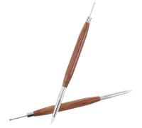 GLEAVI 2pcs Dual-ended Nail Art Design Pen with Silicone Brushes and Wood Handle for Gel Scraping and Carving for Home Nail Art Featuring Japanese Craftsmanship