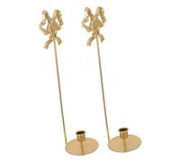GLEAVI 2pcs French Vintage Bow Wrought Iron Candle Holders Wall Mounted Pillar Candle Sconces Decorative Iron Art Wall Hanging for Living Room Fireplace Home Decor