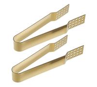 GLEAVI 2pcs Gold Stainless Steel Tea Bag Tongs Sugar Clip Kitchen Food Clamp for Tea Parties Weddings Daily Use Stylish Practical Sugar Tongs