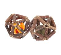 GLEAVI 2pcs Handmade Catnip Balls Cat Chewing Bite-resistant Molar Plaything Large Size Natural Wood Cat Teeth Grinding Balls for Indoor Kitten Play