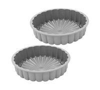 GLEAVI 2pcs Heat Resistant C Silicone Cake Molds Gray Flower Shape Nonstick Round Bakeware for Cheesecake Tart Flan Bread Pastry Baking