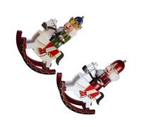 GLEAVI 2pcs Holiday Nutcracker Figure Rocking Horse Nutcracker Puppet Mini Wooden King Soldier Rocking Horse Statue Xmas Pendant Wooden