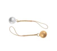 GLEAVI 2pcs Japanese Wrinkle Grain Copper Bells Pendant with Hanging Tassel, round Seal Bell Accessories in Wrinkled Gold and Silver for DIY Phone Case, Backpack, and Home Décor