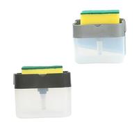 GLEAVI 2pcs Manual Press Soap Pump Dispenser Large Capacity Plastic Soap Liquid Box with Sponge Case No Dripping Washing Liquid Dispenser for Kitchen Cleaning Random Color