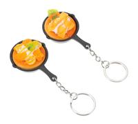 GLEAVI 2pcs Miniature Frying Pan Key Chain Pendant Set Made of Sturdy Pvc with Assorted Colours, Easy to Apply and Avoid Loss, for Keychain Decor Or Backpack Hanging Assorted style