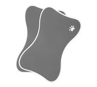 GLEAVI 2Pcs Non-Slip Bone-Shaped Pet Feeding Mats for Dogs and Cats, Deep Grey Puppy Dish Mat with Water-Resistant Surface, Floor Protecting Dog Cat Bowl Pads for Home Use