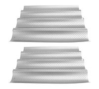 GLEAVI 2pcs Nonstick Perforated French Bread Pan Baking Mold Tray for Oven Heavy Duty Easy to Clean for Homemade Loaves