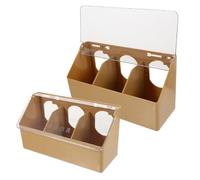 GLEAVI 2Pcs Parrot Feeder Box with Lid, Multi-Function 3-Hole Hanging Bird Food Dispenser and Water Bowl for Cage, Suitable for Cockatiel, Pigeon, Parakeet Feeding and Bird Cage