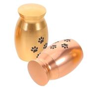 GLEAVI 2PCS Pet Cremation Urns for Dog and Cat Ashes with Paw Print Design Mini Portable Pet Memorial Urn Set in Gold and Rose Gold Small Keepsake Funeral Box