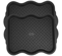 GLEAVI 2pcs Plastic Boot Trays Multi-purpose Indoor Shoe Storage Mats for Flower Pots and Home Use Reusable Dirt and Water Catcher for Entryway Porch Mudroom Black