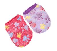 GLEAVI 2PCS Rabbit Clothes Pet Cosplay Costume Bunny Vests for Extra Small Dogs, Warm Purple and Rose Red Paw Print Apparel for Puppies