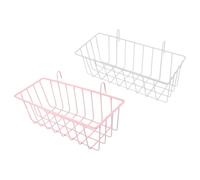GLEAVI 2pcs Rabbit Hay Feeder Rack for Small Animals, Metal Cage Hay Holder with Hollow Cast Iron Design, Suitable for Bunny and Hamster Feeding in Pet Cages, White and Pink