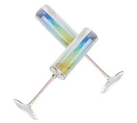 GLEAVI 2Pcs Rainbow Glass Flutes High End Wine Goblets for Party and Wedding Crystal Cups with Elegant Design for Home Bar Banquet Celebrations