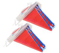 GLEAVI 2pcs Red Blue White Banner Party Decorations Pennant Triangle Flag Bunting Garland For Patriotic 4th Of July Independence National Day Graduation Birthday Wedding Outdoor Decor