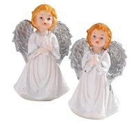 GLEAVI 2Pcs Resin Angel Statues Set Lightweight Resin Craft Figurines for Home Garden Desk Decoration Cute Praying Girl and Candle Holding Angel Ornaments Family and Friends