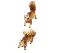 GLEAVI 2pcs Resin Squirrel Statue Decor, Coffee Squirrel Figurine, Adorable Lifelike Yard Ornament for Home and Park Decoration