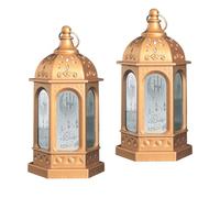 GLEAVI 2pcs Retro Style Battery Operated Antique Candle Lanterns with Glass and Electronic Components, Easy to Maintain Handheld Decorative Lanterns and Decoration