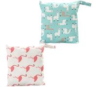 GLEAVI 2pcs Reusable Nursery Diaper Storage Bag Wet Dry Bag with Double Zipper Portable Linen Material for Indoor and Outdoor Use, Blue Colour Diaper Storage Pouch