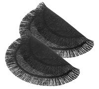 GLEAVI 2pcs round Woven Hemp Placemats Set with Tassels Sturdy Table Protection and Modern Home Decoration for Dining Table