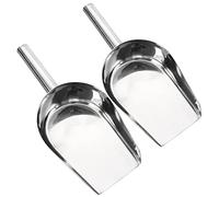 GLEAVI 2pcs Stainless Steel Ice Scoop Flat Bottom Flour and Grain Scoop for Kitchen Use Seamless Welded Design with Smooth Polished Surface Compact and Lightweight for Easy Storage and