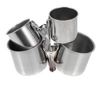 GLEAVI 2pcs Stainless Steel Parrot Feeder Bird Food Bowl with Dual-cup Design for Water Feeding and Easy Cleaning Suitable for Use the Cage and Pet Bird Feeding