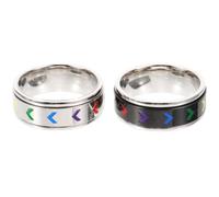 GLEAVI 2Pcs Stainless Steel Pride Rings with Rotatable Rainbow Flag Design, Lgbt Couples Metal Bands for Men and Women, Decorative Finger Accessories