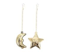 GLEAVI 2pcs Stainless Steel Tea Leaf Strainers with Chain Hook Fine Mesh Infusers for Loose Tea Brewing Moon and Star Design Compatible with Teapots and Mugs Easy to Clean Dishwasher Safe