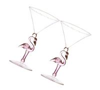GLEAVI 2Pcs Stylish Pink Flamingo Glasses Glass Wine Cups Multi Function Cocktail and Red Wine Goblets for Parties and Gifts