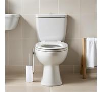 GLEAVI 2pcs Toilet Brush Holder Set, Soft Bristle Bathroom Cleaning Tools for Dead Corner Deep Cleaning, White Compact Stand for Home Toilet Maintenance