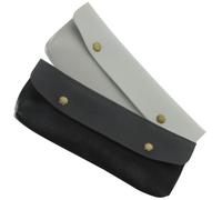 GLEAVI 2Pcs Travel Makeup Brush Pouch and Pencil Case Set Rectangular PU Leather Cosmetic Brush Holder for Women Portable and Mini Pencil Case for Travel and School