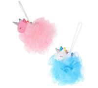 GLEAVI 2pcs Unicorn Foaming Shower Sponge Bath Scrubber with Lanyard Pe and PVC Material Cute Bath Ball Exfoliating and Wiping Excess Oil