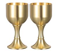 GLEAVI 2Pcs Vintage Brass Goblet: Decorative Stemmed Chalice - Medieval Renaissance Drinking Cup for Wedding Ceremonies Rituals Themed Banquets