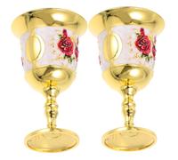 GLEAVI 2pcs Vintage Zinc Alloy Goblet Embossed Drinking Cups for Celebrations and Home Decor Artistic Retro Design with Palace Style Elegance for Medieval Events and Wine Enjoyment