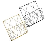 GLEAVI 2pcs Wall-mounted Metal Magazine Rack with Iron Woven Mesh Design, File Storage Organizer for Home Office, Paper and Document Holder in Black and Gold