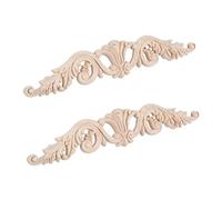 GLEAVI 2pcs Wood Carved Onlay Appliques Unpainted Decorative Appliques for Home Furniture Decor Natural Oak Wood Carved Bed Door Decor Decals DIY Paintable Craft Embellishments