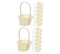 GLEAVI 2sets Miniature Storage Baskets for Dollhouse Chic Oval White Picnic Baskets for Crafts Displays and Nursery Decor for Easter and Showers 10pcs*2