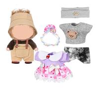 GLEAVI 3 Sets Doll Dress up Clothes Princess Costume Accessories for 17cm Fabric Mix-and-match Outfits Including Top Hat Headband Skirt for Creative Play and Family Time
