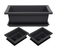GLEAVI 3 Sets Rectangular Plastic Bonsai and Succulent Planters with Drainage for Indoor Balcony Growing