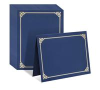 GLEAVI 30pcs 8.5 X 11 Inch Navy Blue Certificate Covers with Gold Foil Border, Decorative Diploma Holders for Award Documents and Graduation Papers