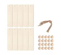 GLEAVI 36pcs DIY Wooden Blank Bookmarks with 60 Wooden Beads and Jute Rope Hanging Tags Set for Student Stationery and Book Decoration Craft Supplies