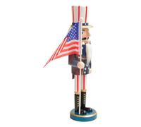 GLEAVI 38cm American Flag Nutcracker Soldier Statue Christmas Decor Wood Crafted Nutcracker for Holiday Home Decor Independence Day