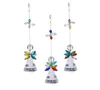 GLEAVI 3Pcs DIY Colorful Angel Crystal Pendants Rainbow Hanging Ornaments for Window Home Decor Bedroom Accessories Living Decoration