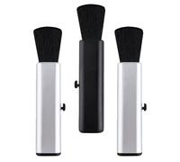 GLEAVI 3Pcs Foldable Telescopic Guitar Cleaning Brushes Set for Dust and Debris Removal, Universal Dust Brush for Piano Ukulele Guzheng Maintenance, Silver and Black